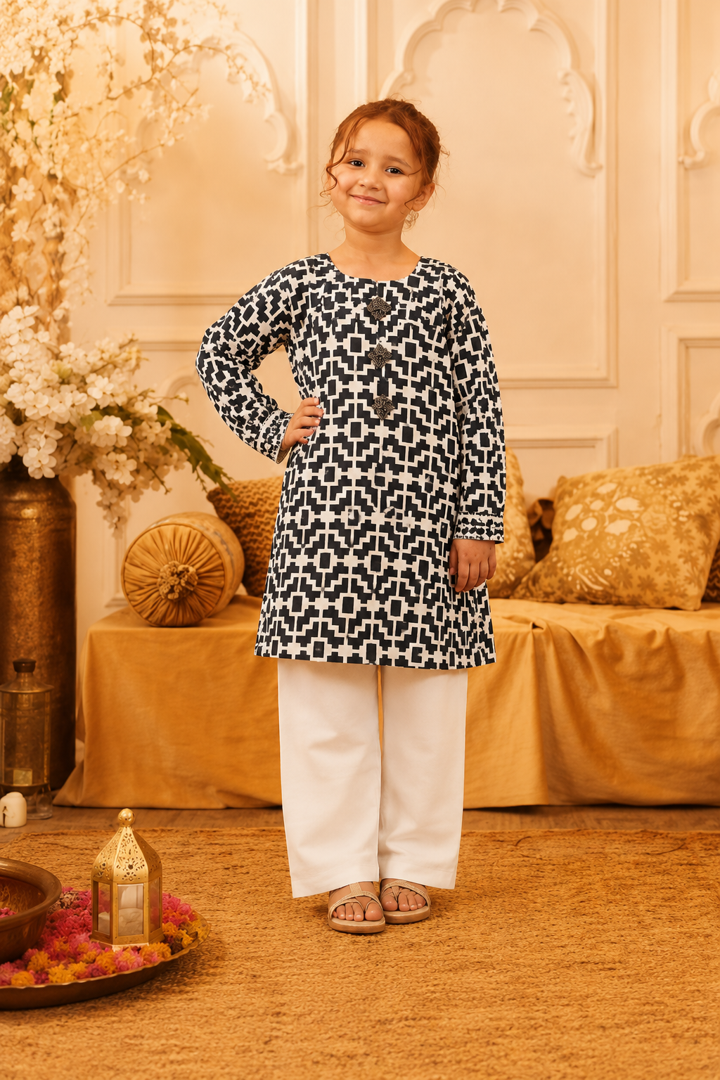 PyariPoshak Girls Exclusive Printed 2 Piece Suit – Modern Classic Look