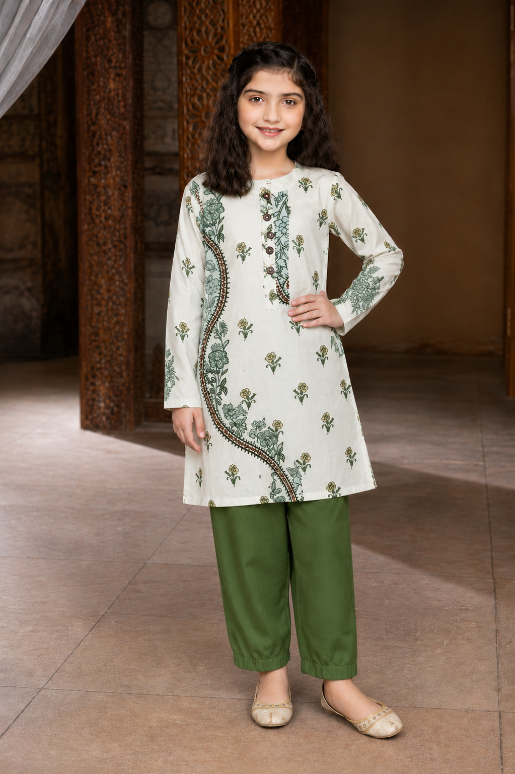 PyariPoshak Girls Exclusive Printed 2 Piece Suit – Modern Classic Look