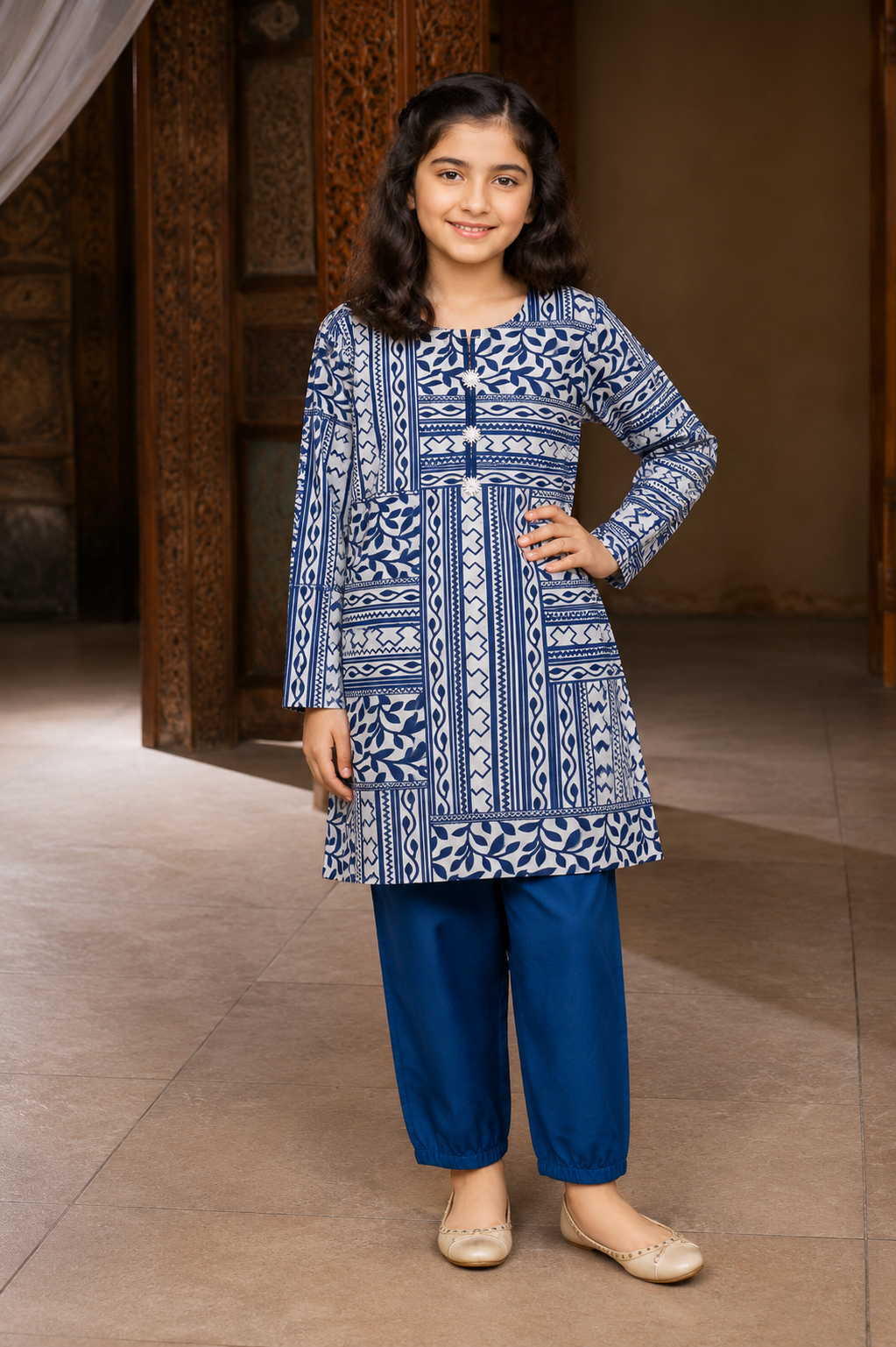 PyariPoshak Girls Exclusive Printed 2 Piece Suit – Modern Classic Look